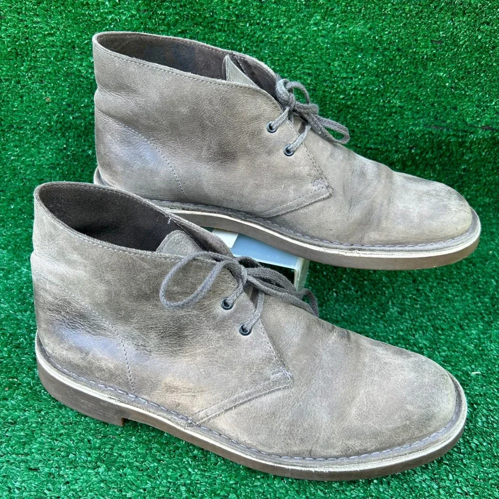 Clarks Bushacre 2 Grey Leather Chukka Desert Boots Mens 10.5 26113064